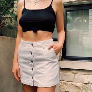 White denim button up skirt